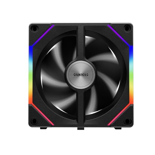 GAMDIAS 120mm ARGB PC Case Fans, Computer Case Fan, Cabless Daisy Chain Connection, Dual Infinity Mirror Lighting, Swappable Fan Blade for Reverse Airflow, Performance 30mm Thick, With Control Box