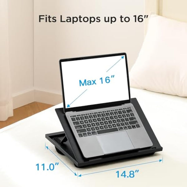 HUANUO Lap Desk, Laptop Tray, Lapdesk with Cushion- Adjustable with 8 Angles, For Notebook, Tablet, Laptop Stand for Desk, Fit up to 15,6", Portable Tray Desk & Suitable for Travel, Work, Home