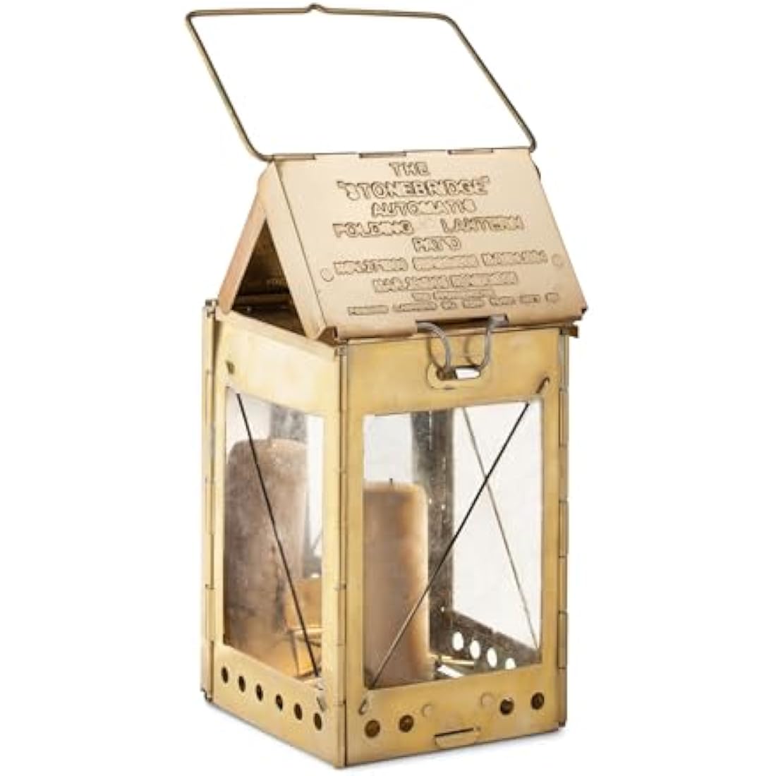 Kings County Tools Brass Candle Lantern | Vintage Design | Ideal for Camping | Mount or Hang Options