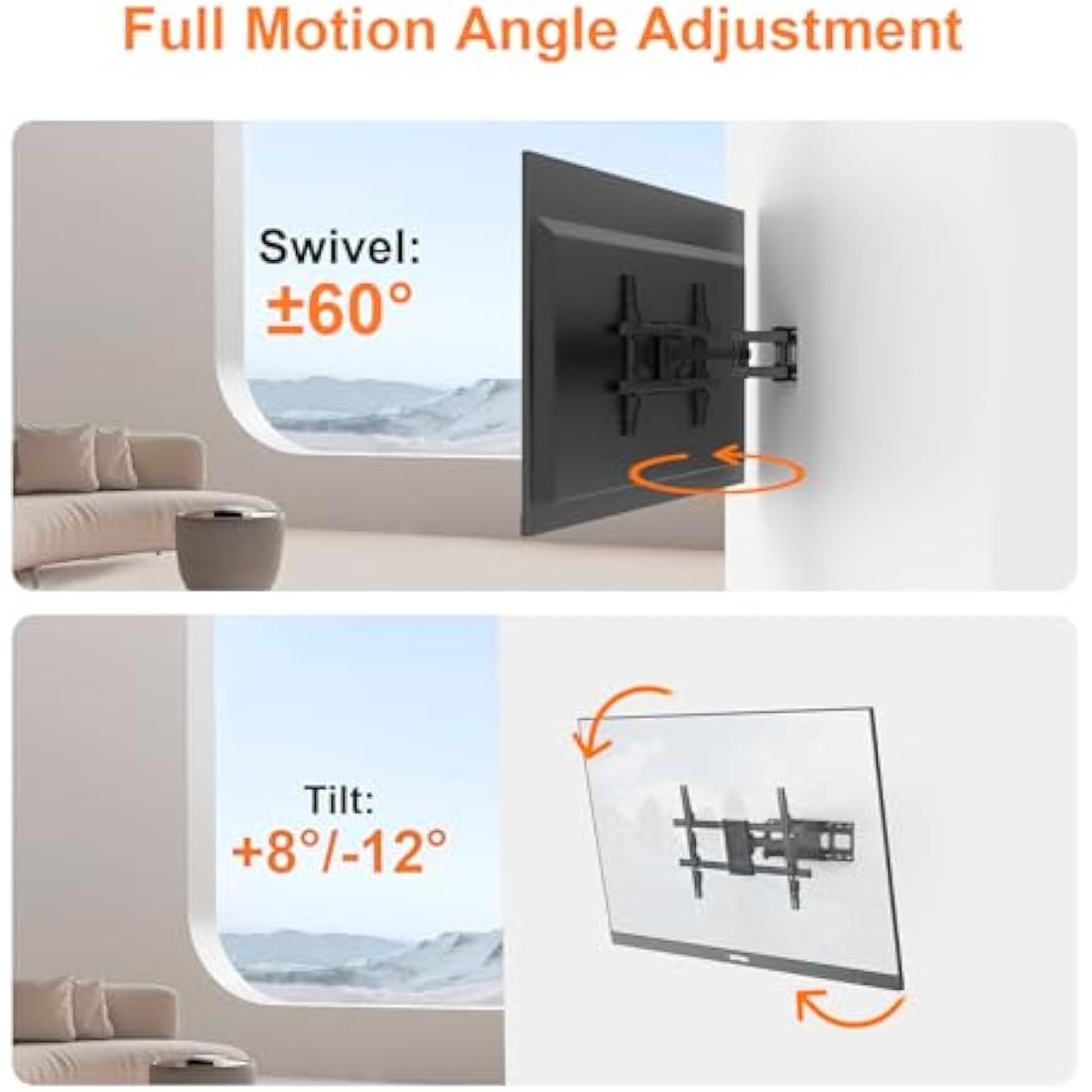 GRIFEMA GB1006-6 TV Wall Bracket for 32-80 inch, Swivel, Tilt, Extendable TV Wall Mount, up to 60kg, Max VESA 600x400mm, Universal and Slim for Flat & Curved TVs