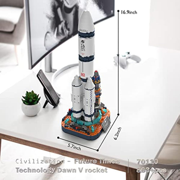 JMBricklayer Space Rocket Model Building Toy Set for Adults to Build, 70110 Space Rocket Sets with Satellite and Probe, Collectible Spacecraft Decor Toys Gifts for Kids Ages 8+ (864 Pieces)