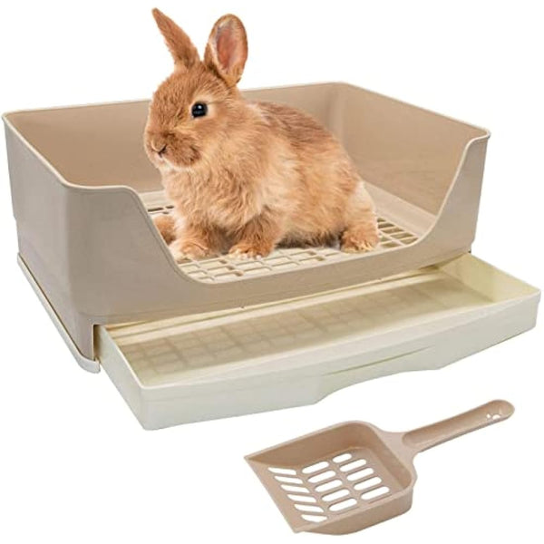 HYLYUN Large Rabbit Litter Tray Box Toilet,Potty Trainer Corner Litter Bedding Box with Drawer Larger Pet Pan for Adult Guinea Pigs, Rabbits, Hamster, Chinchilla, Ferret, Galesaur, Small Animals