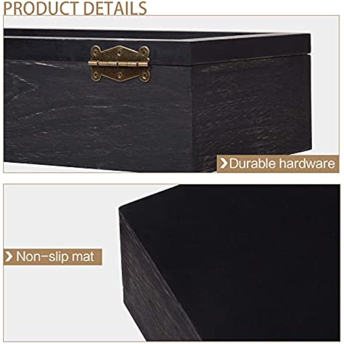 Alsonerbay Tea Box Organiser, Wooden Kitchen Tea Bag Storage Box for Organizing Spice Pouches and Sugar Packets with 8 Compartments and Clear Glass Cover Weathered Black