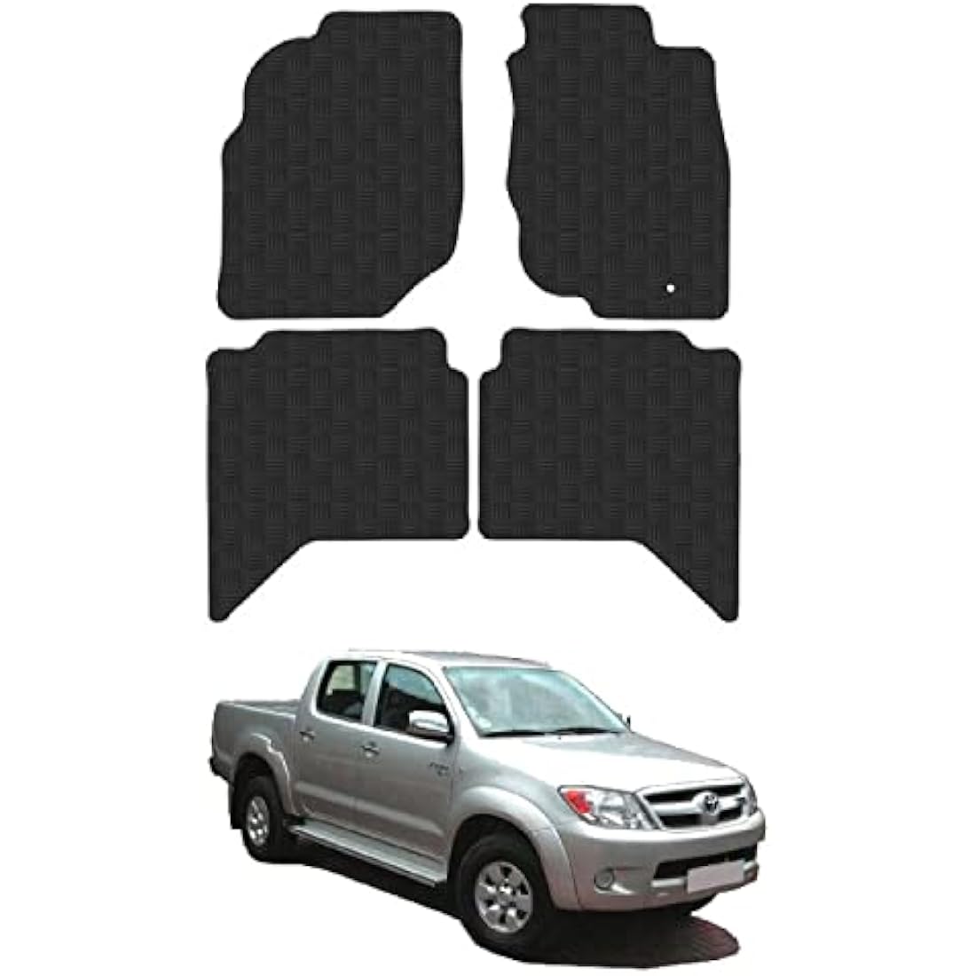 Toyota Hilux (2005-2011) Rubber Van Mats Accessories Tailored Fit Compatible Accessory Waterproof Protection Non-Slip Car Floor Mats 3mm Thick Full Coverage Durable Coverage with Clips