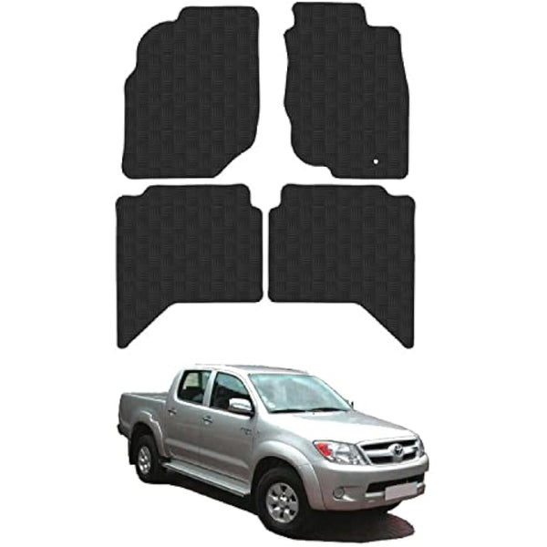Toyota Hilux (2005-2011) Rubber Van Mats Accessories Tailored Fit Compatible Accessory Waterproof Protection Non-Slip Car Floor Mats 3mm Thick Full Coverage Durable Coverage with Clips