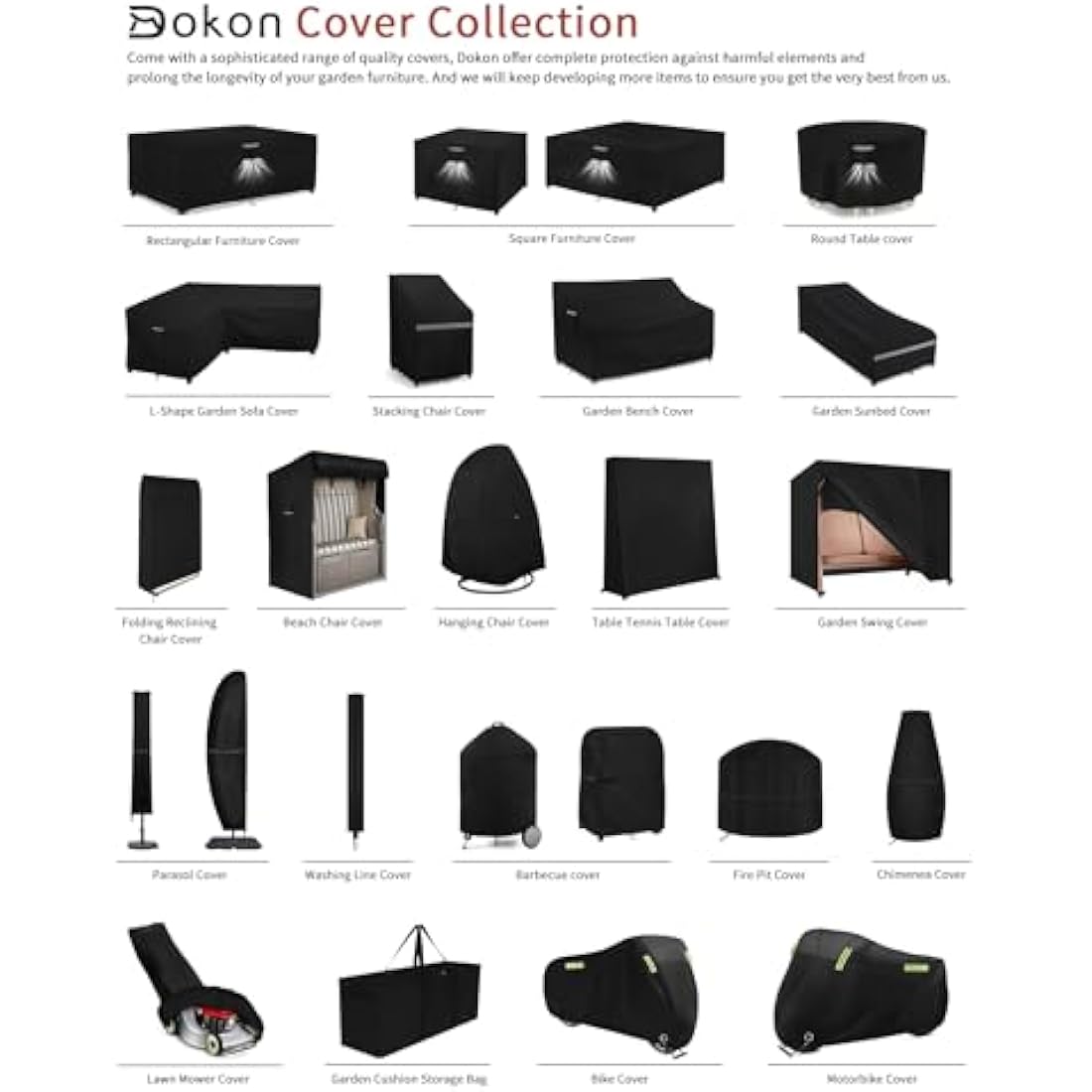 Dokon Waterproof Ping Pong Table Cover - Heavy Duty 420D Oxford Fabric, Windproof, Anti-UV With Zipper for Outdoor and Indoor Use - 165×70×185cm