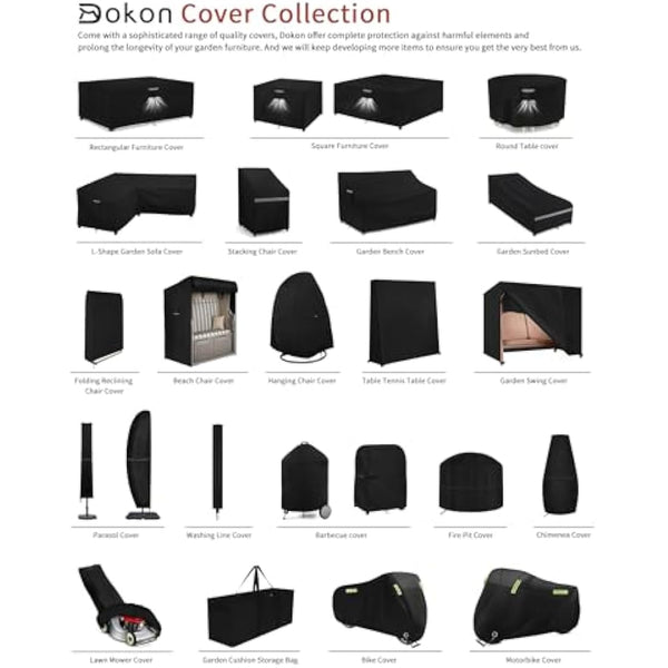 Dokon Garden Furniture Covers Waterproof, Garden Table Cover with Air Vent, Heavy Duty 420D Oxford Fabric Windproof Anti-UV Outdoor Table and Chairs Cover, Patio Set Cover, Round - Ø128 x 71cm