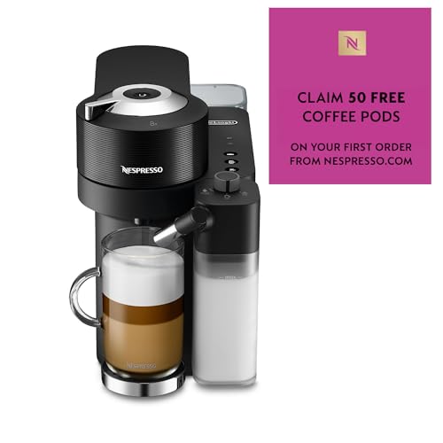 Nespresso Vertuo Lattissima Coffee Machine by De'Longhi for Vertuo Coffee Pods, Latte, Cappuccino, Integrated Milk Frother, Starter Capsule Set Included, ENV300.B, Black