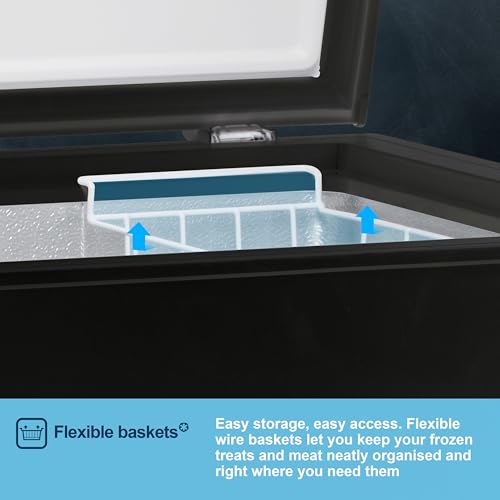 Fridgemaster MCF142EB 142L Chester Freezer 4 Star Freezer Rating - 55.9D x 62.5W x 85.4H cm Black with Recessed Handle - E Rated