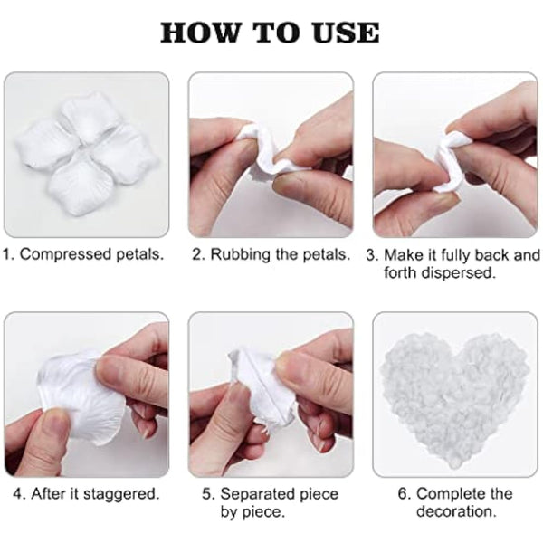 JCF 2000 Pieces Rose Petals, Artificial Flower Petals, No-Taste Emulation Roses Petals for Bedroom Wedding Valentine's Day Anniversary Party Romantic Decorations(White)