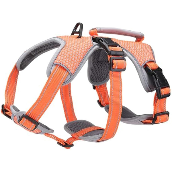 BELPRO Multi-Use Support Dog Harness, Escape Proof No Pull Reflective Adjustable Vest with Durable Handle, Dog Walking Harness for Big/Active Dogs (Orange, S)