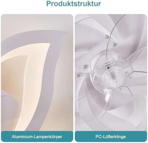 AiPaiTe Quiet Ceiling Fan with Lighting, Modern LED dimmable Ceiling Fan Lighting with Fan Bedroom Pendant Light, 5 Light Design for Bedroom Kitchen Dining Room Super Ceiling Fans with Lamps-69cm