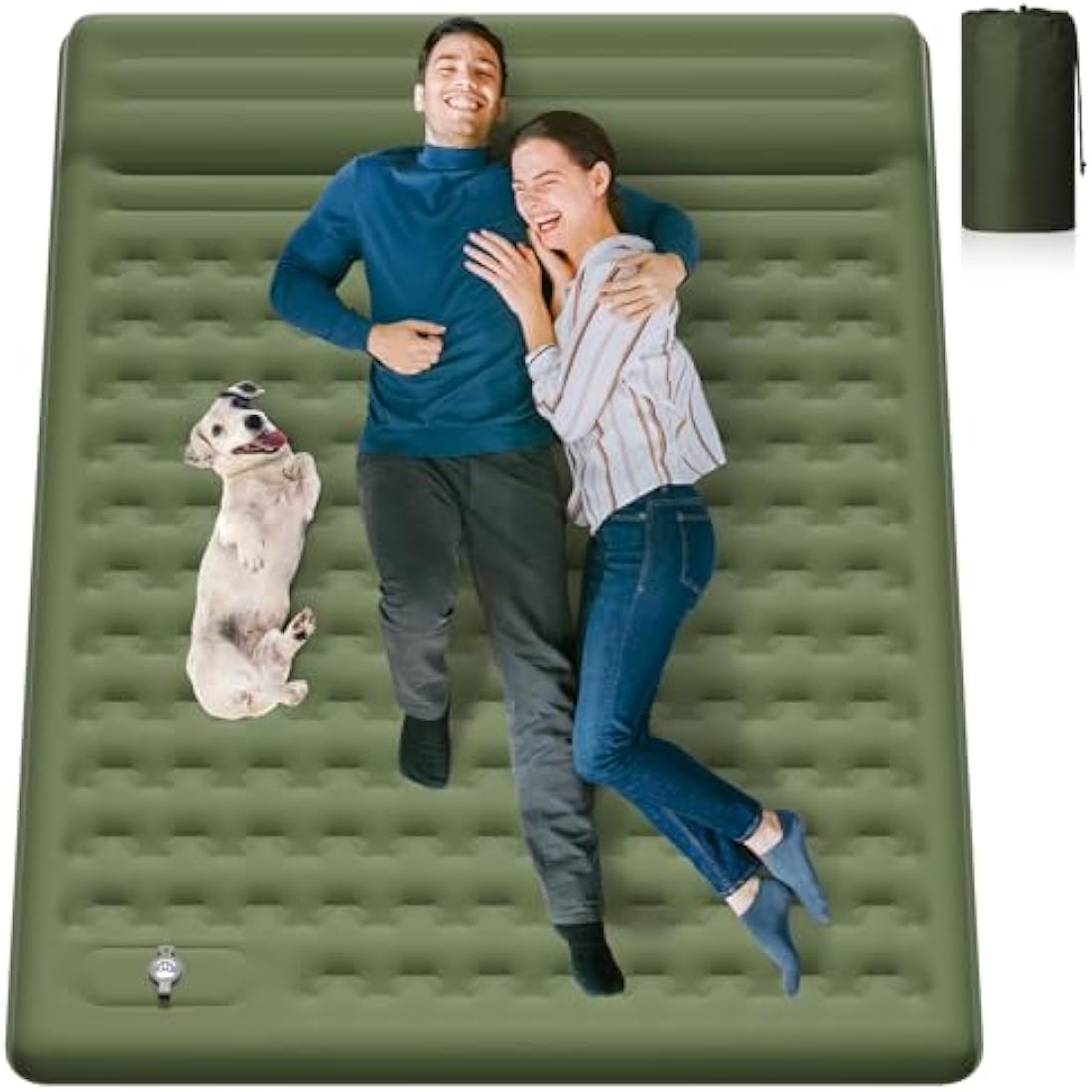 MAMBAKOTR Camping Air Bed 12-15CM Extra Thick, Reinforced Support Structure with Built-in Foot Pump and Pillow Portable Camping Sleeping Mat Air Mattress for Tent Backpacking Hiking Travel