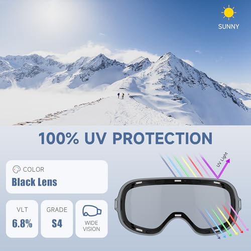 Findway Ski Goggles,Snowboard Goggles for Men Womens Ladies Over Glasses OTG, Magnetic Interchangeable Spherical Lens,Anti-fog 100% UV Protection,