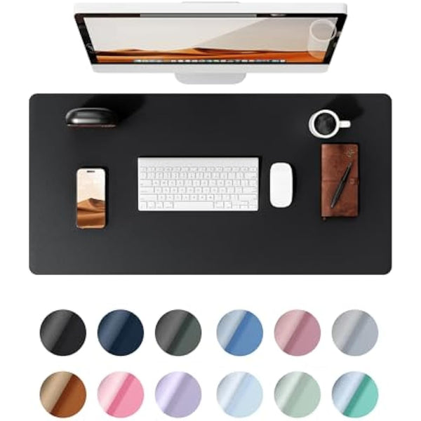 YSAGi Leather Desk Mat, Large Mouse Mat, Non-Slip Desk Pad, Waterproof PU Leather Table Protector Writing Pad for Office and Home (60 x 35 cm, Black)