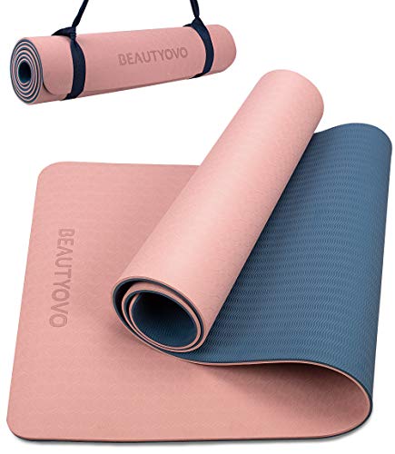 Non-Slip Yoga Mat with Carry Strap, 8 mm Extra Thick