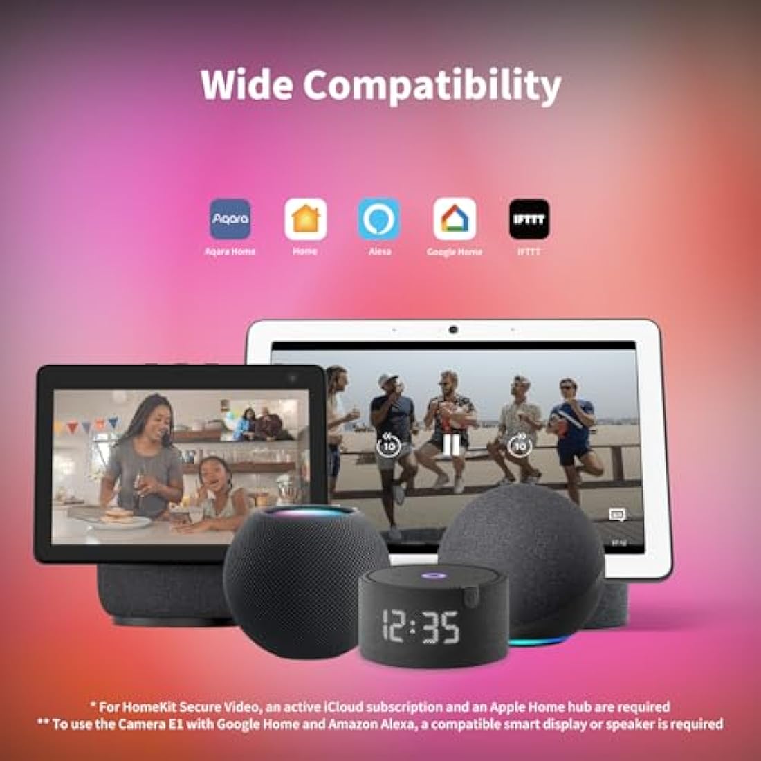 Aqara 2K Indoor Security Camera E1, Pan & Tilt, HomeKit Secure Video Indoor Camera, Two-Way Audio, Night Vision, Person Tracking, Wi-Fi 6, Plug-in Cam Supports HomeKit, Alexa, Google Home and IFTTT