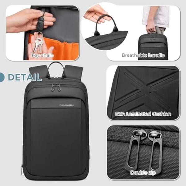 FENRUIEN 12L-22L Business Laptop Backpack Smart Backpack Water-Resistant fit 15.6 Inch Travel Durable Laptop Backpack with USB Charging Port (Expandable)