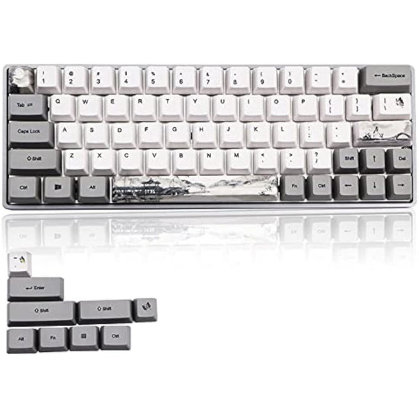 Vbestlife Mechanical Keyboard Keycaps, 73Pcs PBT OEM Profile Sublimation Keycaps with Chinese Ink Pattern, for Mechanical Keyboard(Ink-Pattern)