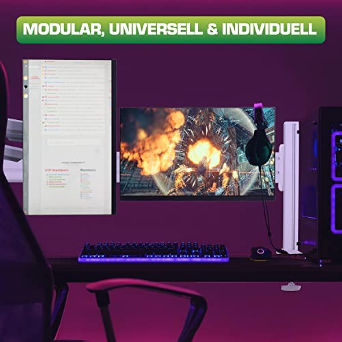 InLine Slatwall 23183C Lifter Monitor Wall Mount for Slatwall System, Wall or Table Mounting, with Arm, Desk Mount for 17-32 Inch Screen, VESA 75/100 mm Silver Grey, 23183C