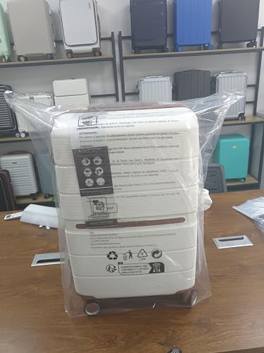 British Traveller 24" Medium Suitcase Lightweight Polypropylene Hard Shell Luggage Hold Check in Suitcase with 4 Wheels and Built-in TSA Lock(Navy, 66cm 60L)