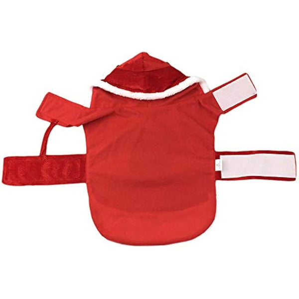 JK Running Santa Christmas Dog Costumes, Santa Claus Riding on Pet Suit Dressing up Clothing for Small Large Dogs Cats Clothes Pet Outfit