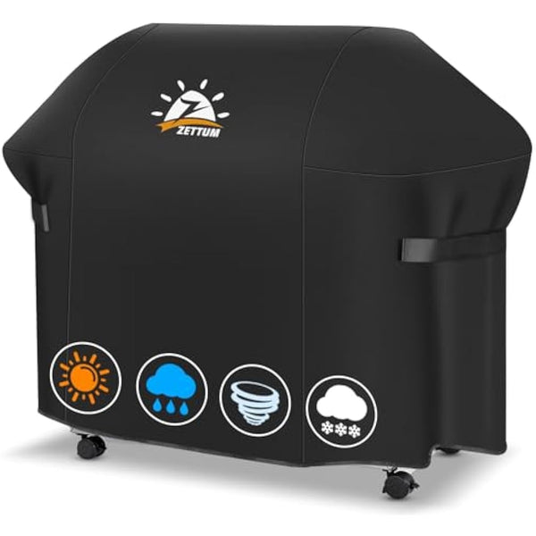 Zettum BBQ Cover 147 CM - 7130 Grill Barbecue Cover for Weber Genesis II Series Heavy Duty & Waterproof, PU Cover for Weber Genesis E-330, E-310, S-310, S-330, S-335, S-340(147 L x 63 W x 113 H cm)