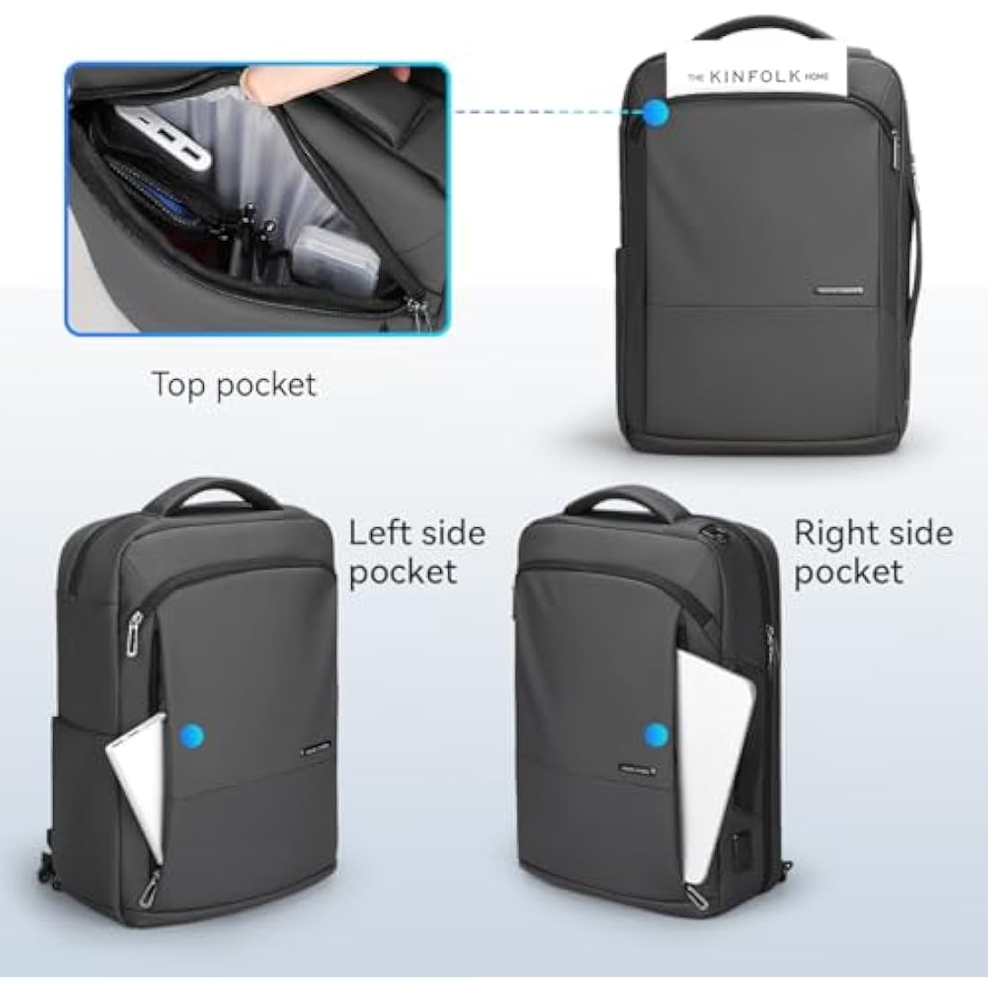 MARK RYDEN 3 in 1 Laptop Backpack Mens, 15.6 inch Business Laptop Handbag, Briefcase Backpack, Lightweight Laptop Sling Bag with USB Port-Grey