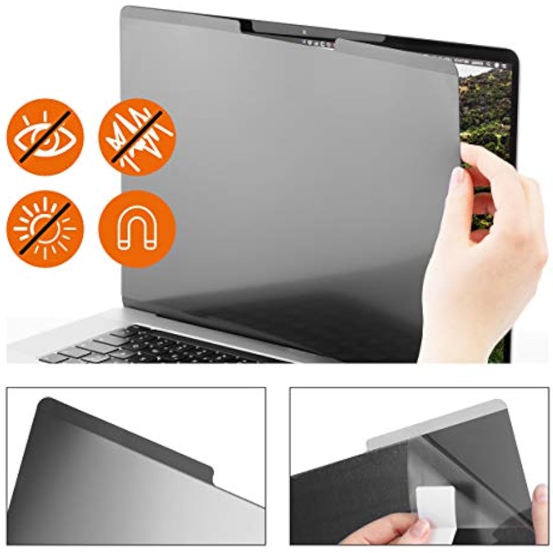 Durable Privacy Filter with Magnetic Attachment for MacBook Pro 15" Screens - Includes Travel Bag and Cleaning Cloth - Integrated Blue Light Filter