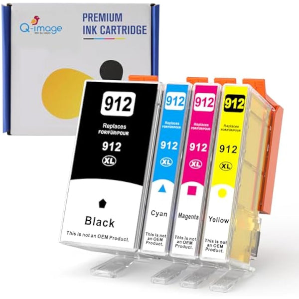 912XL Ink Cartridges Combo Pack Replacement for HP 912XL Compatible with HP Officejet Cartridges 8012 8014 8015 8022 8024 8025 AIO Printers (Black, Cyan, Magenta, Yellow, 4 Pack)