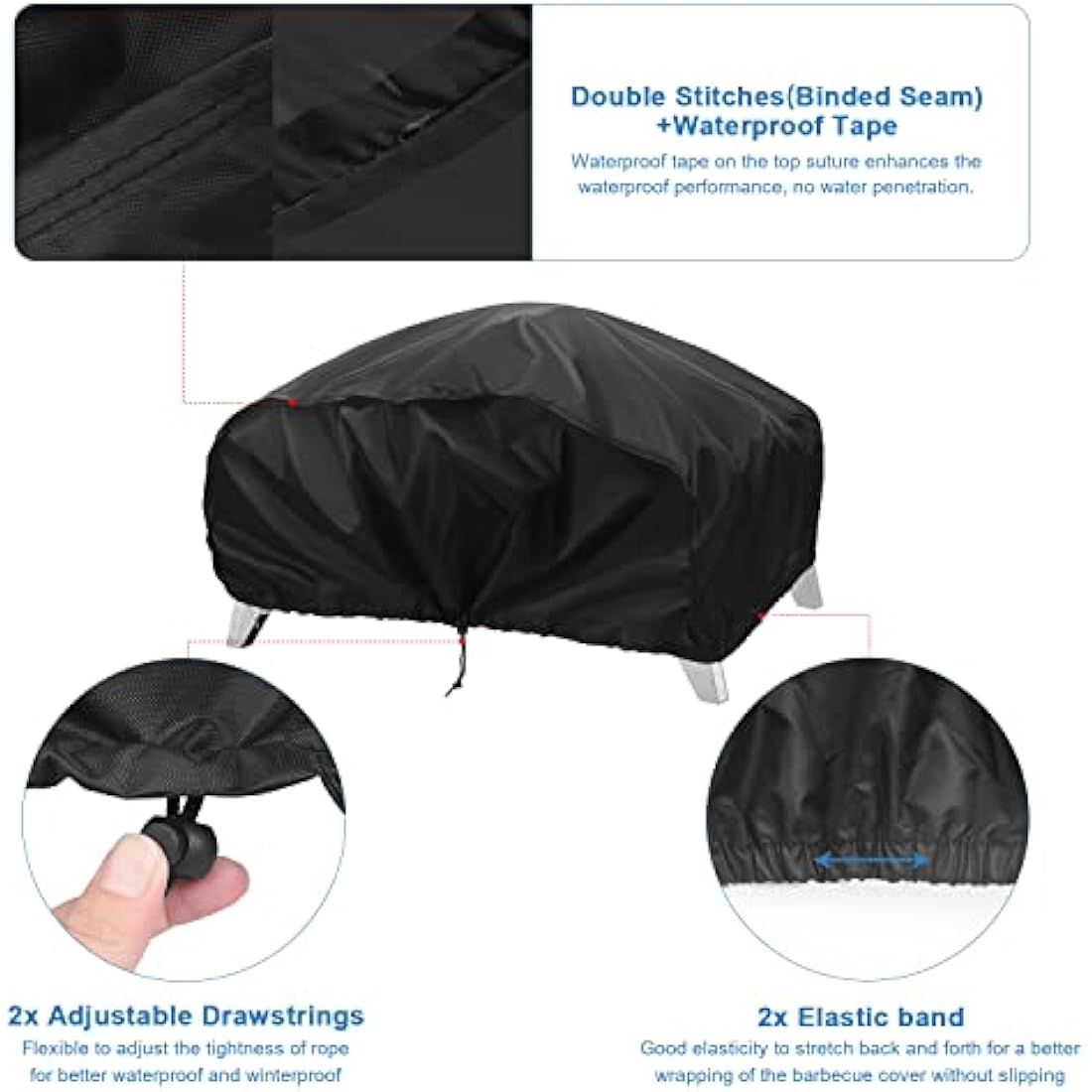 VANSHEIM Outdoor BBQ Grill Cover Gas Barbecue Cover Table Top BBQ Cover for Weber Q100/1000 Grills,Enders URBAN PRO,Waterproof Anti UV Windproof Oxford Fabric Gas BBQ Cover 70x47x30cm