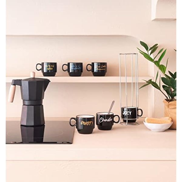 Grupo Erik Mugs Sets of 6 - Friends TV Show Gifts | Stacking Mugs with Stand 5.4 oz - 150ml Coffee Cups Espresso | Cool Gifts for Friends Merchandise