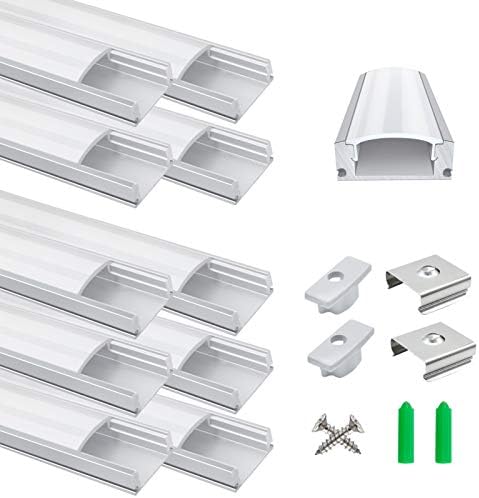 LightingWill Aluminum Channel 3.3ft/1Meter Silver U-Shape LED Diffuser With Milky White Cover, End Caps and Mounting Clips Aluminum Extrusion For LED Strip Lights U02