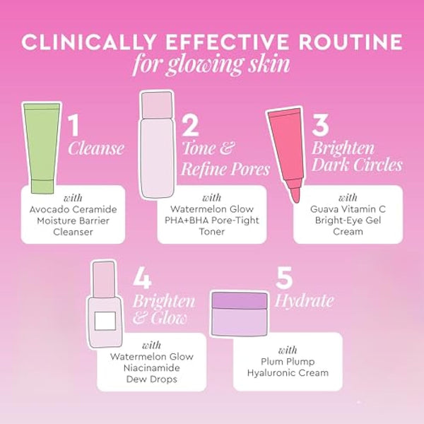 Glow Recipe Fruit Babies Skincare Kit - Gift Set with Ceramide Facial Cleanser, BHA Toner, Vitamin C Eye Cream, Hyaluronic Acid Cream & Niacinamide Dew Drops (5 Count)