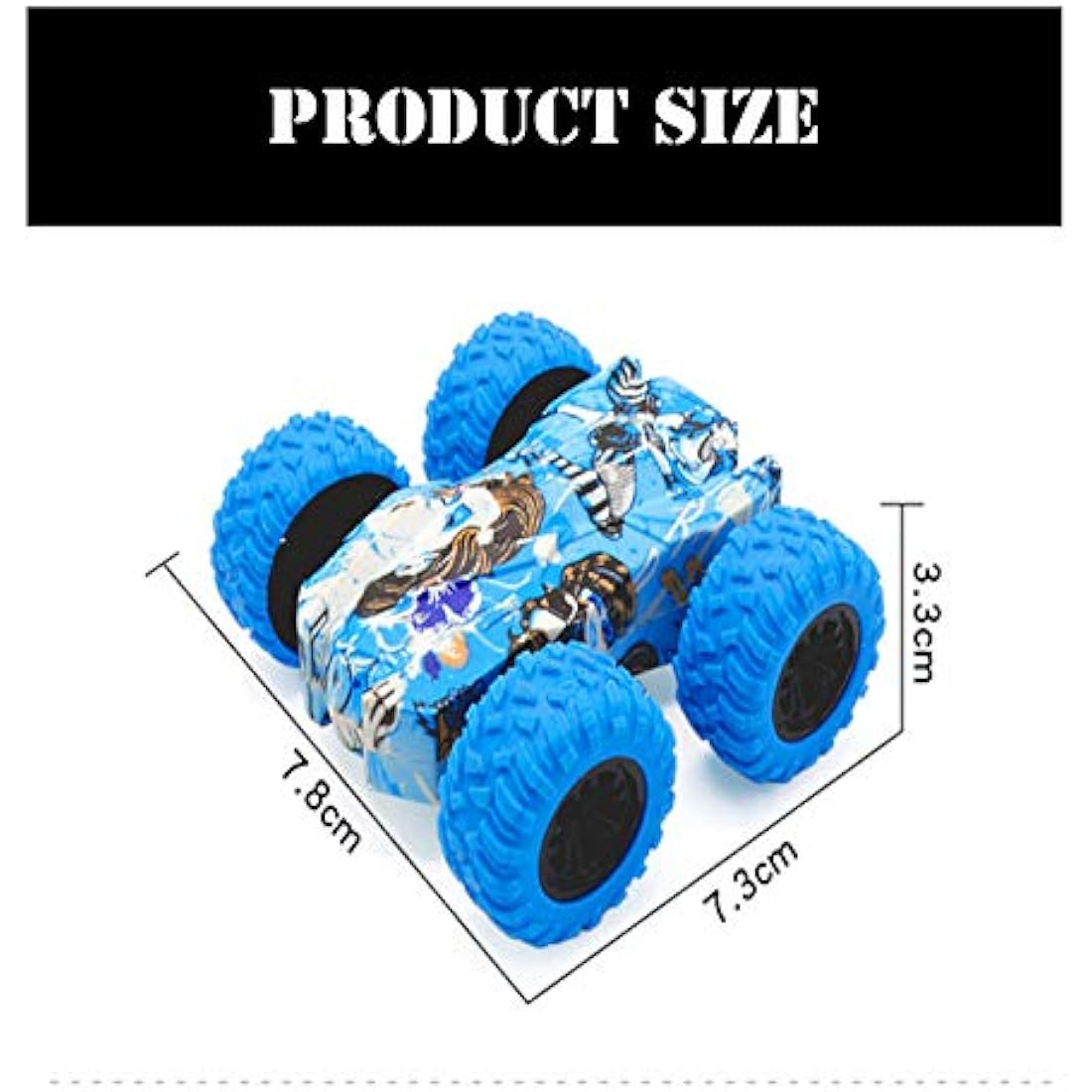 Double Side Pull Back 2 Pack Mini Stunt Graffiti Kids Car - Friction Powered 360° Rotating Off Road Model for 3-10 Year Old Boys & Girls