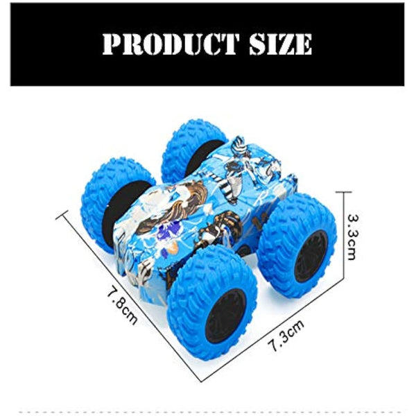 Double Side Pull Back 2 Pack Mini Stunt Graffiti Kids Car - Friction Powered 360° Rotating Off Road Model for 3-10 Year Old Boys & Girls