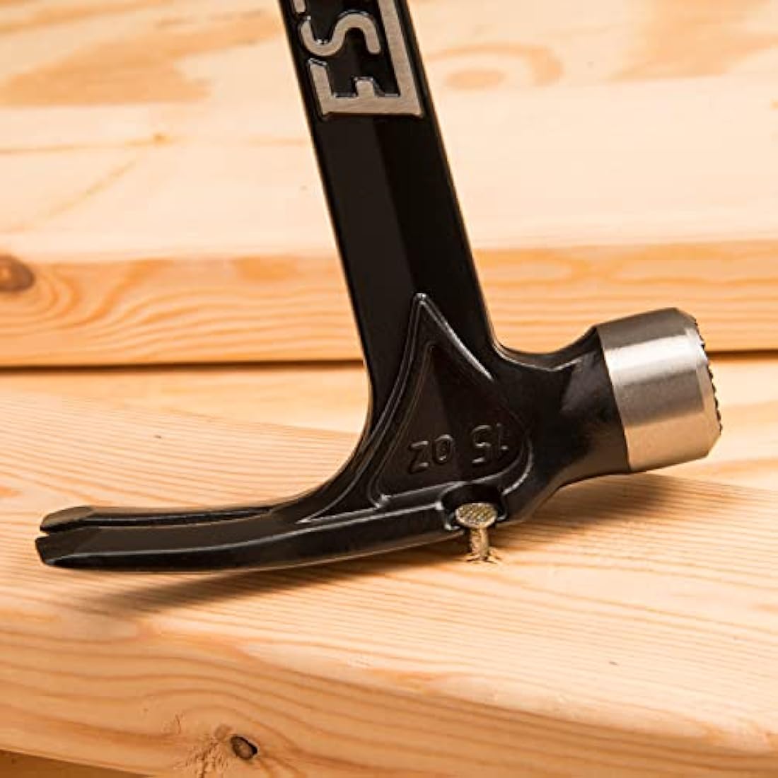 Estwing EB/15SM 15oz Ultra Black Hammer, Milled Face, Shock Reduction Grip