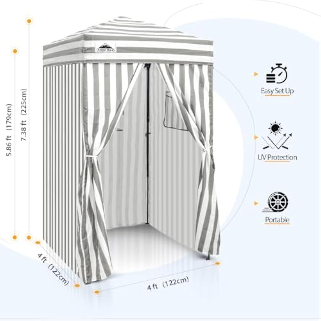EAGLE PEAK Flex Ultra Compact 1.2m x 1.2m Pop-up Changing Room Canopy, Portable Privacy Cabana for Pool, Fashion Photoshoots, or Camping, Gray/White