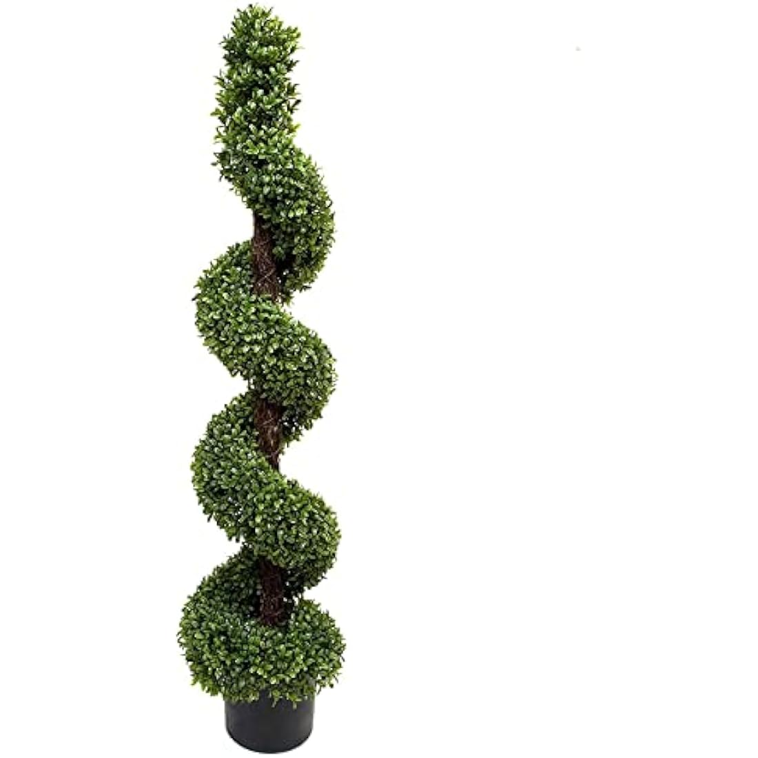 2 x Artificial Premium Quality Topiary Boxwood Spiral Trees in Black Pot for Indoor Outdoor Decor, UV Stable (4ft/120cm)