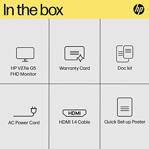 HP 24 Inch FHD Monitor | Full HD VA LCD Display | 75hz Refresh Rate | 250 Nits Brightness | 3000:1 Contrast Ratio | AMD FreeSync Technology | Adjustable Tilt | 1x HDMI 1.4, 1x VGA | Black | V24v G5