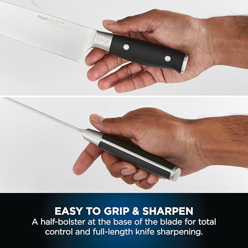 Ninja Foodi StaySharp Knife Block with Integrated Sharpener, 5-Piece Knife Set includes Chef, Bread, Slicing, Utility, Paring Knives, Stainless Steel K32005UK, Black