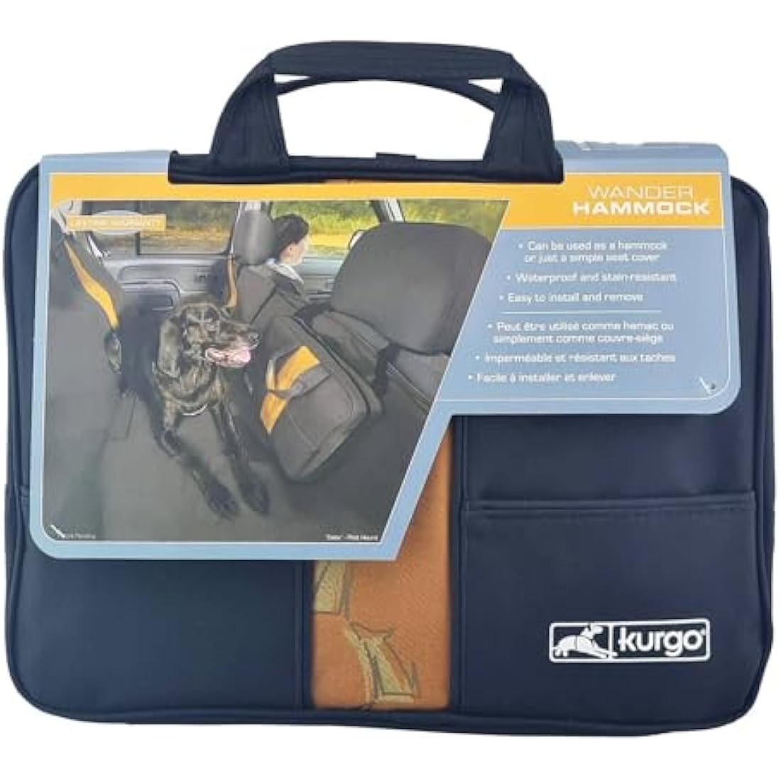 Kurgo Wander Hammock Cover, Dog Car Seat Protector, Durable Scratch-Resistant Material, Waterproof, Black