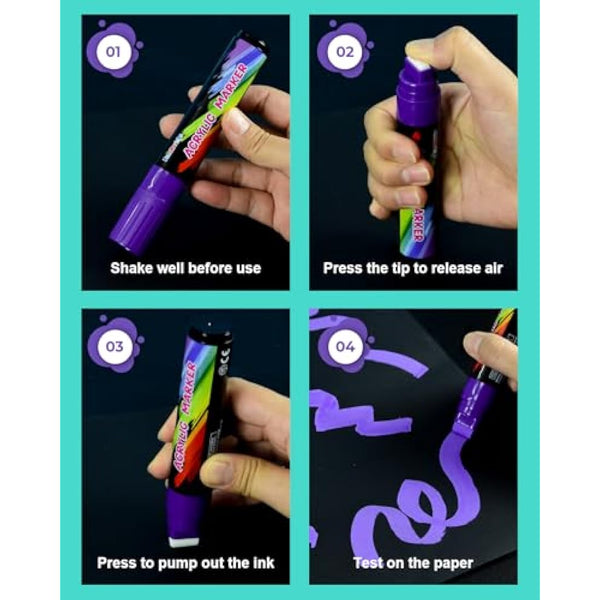 FansArriche Acrylic Marker Graffiti Pens, 15 mm Jumbo Felt Tip, 18 Colours Waterproof Paint Pens for Marking, Acrylic Marker for Stones, Waterproof, Signs, Calligraphy and Paintings