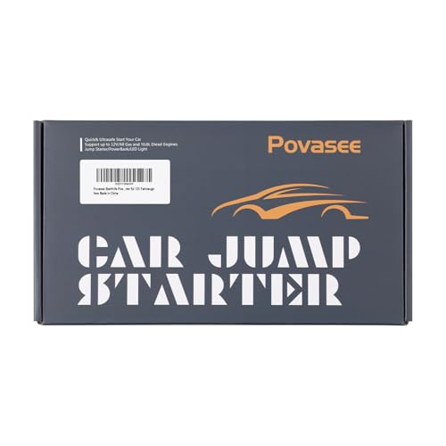 Povasee Jump Starter Power Pack, 2000A Car Battery Booster Jump Starter (up to 8L Gas or 6.5L Diesel) with 3" LCD Display, Car Starter with 2 USB Ports, Jump Leads and LED, Jump Pack for 12V Vehicles