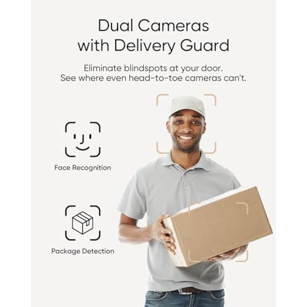 eufy Security Video Doorbell E340 Dual Cameras with Delivery Guard 2K Full HD Wireless Video Doorbell Camera, Wired or Battery Powered,Colour Night Vision,6500 mAh Rechargeable Battery,No Monthly Fee
