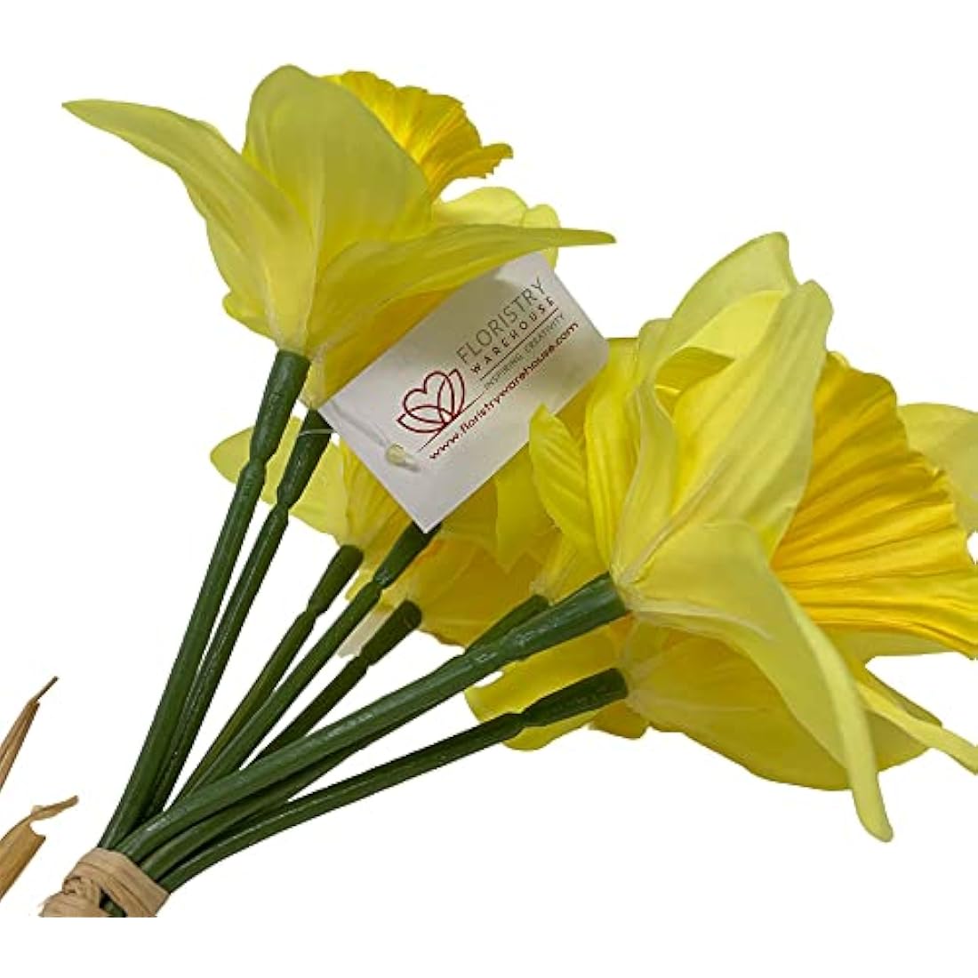 FloristryWarehouse Artificial Silk Daffodils Bunch 9 Stems Realistic Yellow Daffodil flowers 33cm