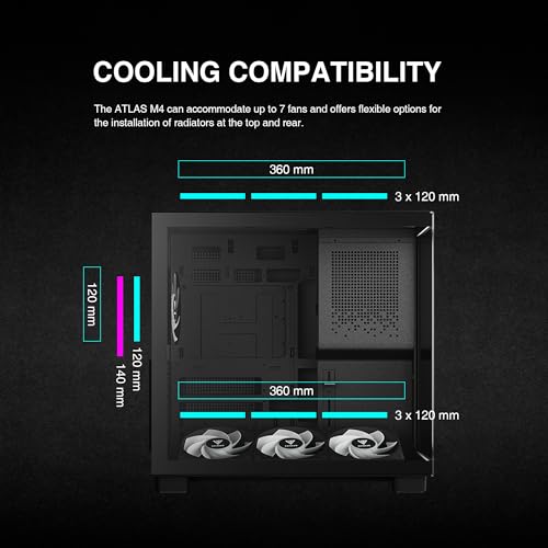GAMDIAS PC Case, ATX Gaming Mid Tower, No-Hub, Real-time Monitor, Seamless Tempered Glass, Pre-install 3 x 120 mm ARGB PWM Fans, Side Vents Perforated, Black