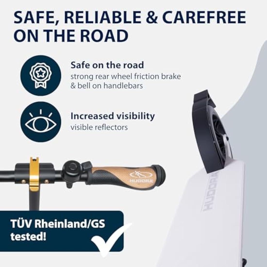 HUDORA BigWheel Style 230 Scooter I Stabiler Aluminium-Roller mit großer Trittfläche I Höhenverstellbarer & zusammenklappbarer Cityroller für bis zu 120kg I Tretroller für Jugendliche & Erwachsene