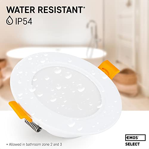 EMOS LED Downlights for Ceiling, 5W/500 Lumens, Cold White 6000K | IP54 Waterproof LED Spot Lights for Bathroom etc. | Set of 6 Recessed LED Ceiling