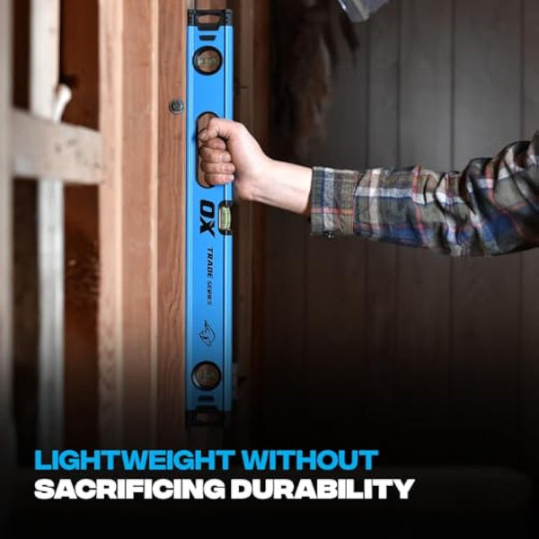 OX Trade Box Spirit Level - 900mm / 36", Lightweight, High-Accuracy Magnified Vials, Shock-Absorbing Removable End Caps, Ergonomic Cushioned Grips, OX-T024209